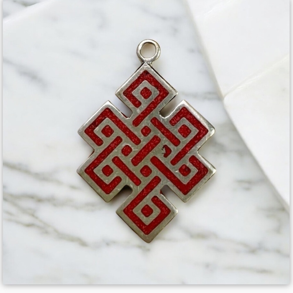 Red Coral Tibetan Silver Pendant
